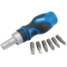 Draper Stubby Ratchet Screwdriver And Bit Set (7 Piece)