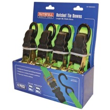 Faithfull Ratchet Tie-Downs 5m x 25mm Green 4 Piece