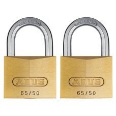 ABUS Mechanical 65/50mm Brass Padlock Twin Pack Carded