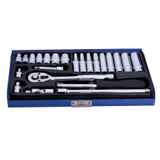 BlueSpot Tools 1/4in Metric Socket Set, 24 Piece