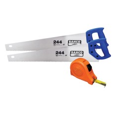 Bahco 2 x 244 Hardpoint Handsaws 550mm (22in) & MTG Tape Measure 8m