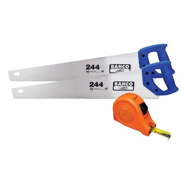 Bahco 2 x 244 Hardpoint Handsaws 550mm (22in) & MTG Tape Measure 8m Bahco 2 x 244 Hardpoint Handsaws 550mm (22in) & MTG Tape Measure 8m