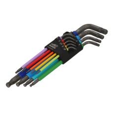 Bahco C1997LM/9P Metric Long Ball End Coloured Hex L-Key Set, 9 Piece