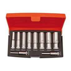 Bahco S0810L 1/4in Drive Deep Socket Set, 10 Piece