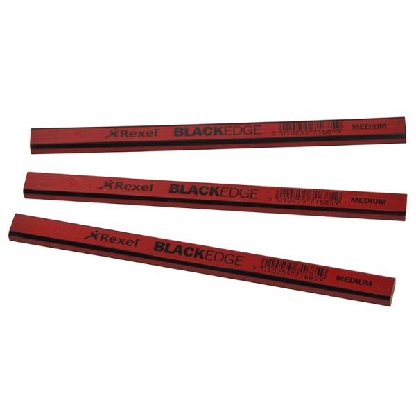 Blackedge Carpenter's Pencils - Red / Medium (Card 12) Blackedge Carpenter's Pencils - Red / Medium (Card 12)