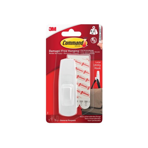 Command™ Large Utility Hook (1 Hook + 2 Strips) Command™ Large Utility Hook (1 Hook + 2 Strips)