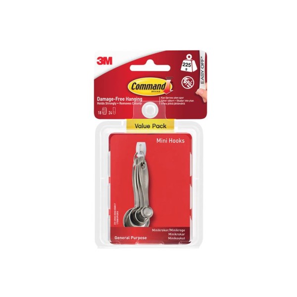 Command™ White Mini Hook Value Pack (18 Hooks + 24 Strips) Command™ White Mini Hook Value Pack (18 Hooks + 24 Strips)