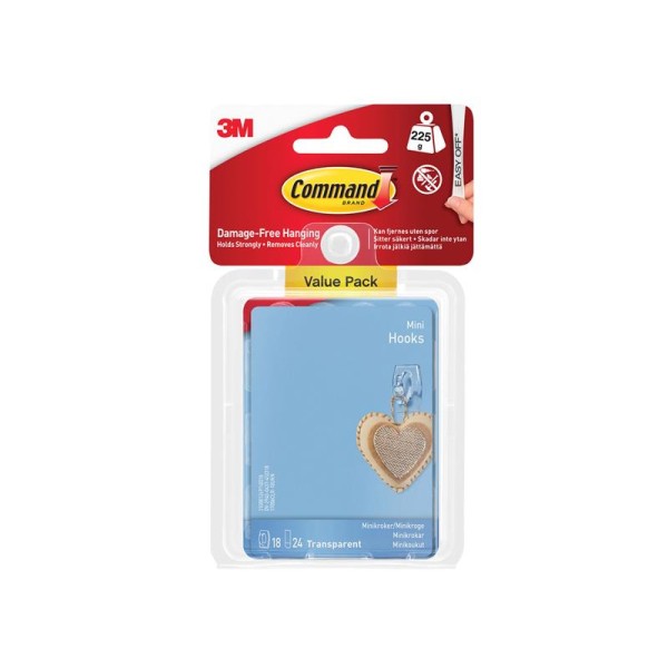 Command™ Clear Mini Hook Value Pack (18 Hooks + 24 Strips) Command™ Clear Mini Hook Value Pack (18 Hooks + 24 Strips)