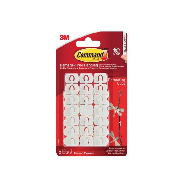Command™ White Decorating Clips (20 Clips + 24 Strips) Command™ White Decorating Clips (20 Clips + 24 Strips)