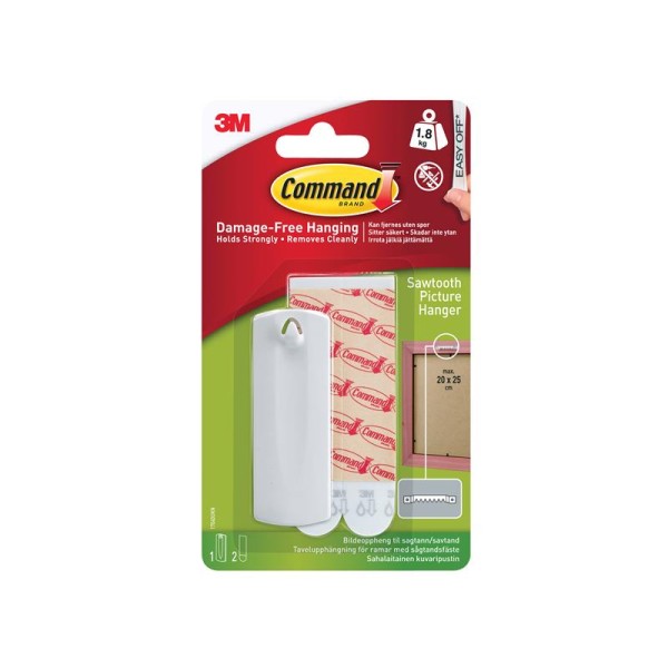 Command™ Sawtooth Picture Hanger (1 Hanger + 2 Strips) Command™ Sawtooth Picture Hanger (1 Hanger + 2 Strips)