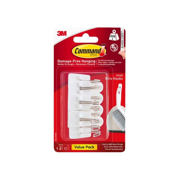 Command™ Small Wire Hook Value Pack (9 Hooks + 12 Strips) Command™ Small Wire Hook Value Pack (9 Hooks + 12 Strips)