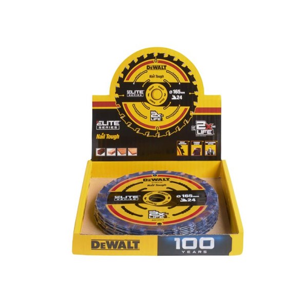 DEWALT 24T ELITE™ Series 165mm Circular Saw Blade CDU (10 Blades) DEWALT 24T ELITE™ Series 165mm Circular Saw Blade CDU (10 Blades)