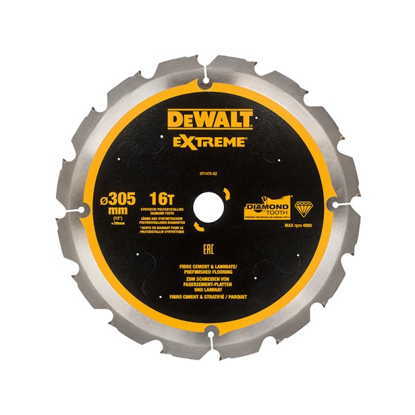 DEWALT Extreme PCD Fibre Cement Saw Blade 305 x 30mm x 16T DEWALT Extreme PCD Fibre Cement Saw Blade 305 x 30mm x 16T