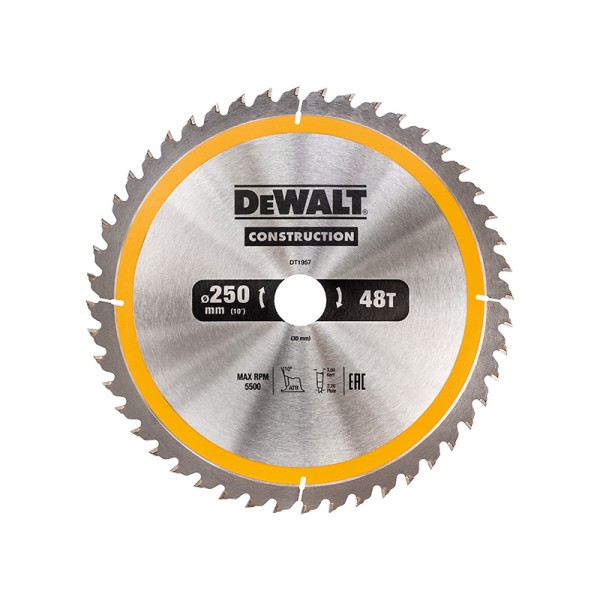 DEWALT Stationary Construction Circular Saw Blade 250 x 30mm x 48T DEWALT Stationary Construction Circular Saw Blade 250 x 30mm x 48T