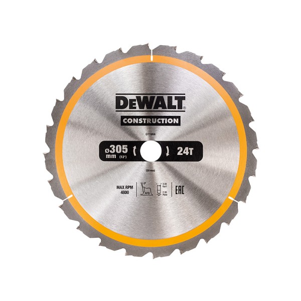 DEWALT Stationary Construction Circular Saw Blade 305 x 30mm x 24T ATB/Neg DEWALT Stationary Construction Circular Saw Blade 305 x 30mm x 24T ATB/Neg