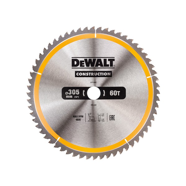 DEWALT Stationary Construction Circular Saw Blade 305 x 30mm x 60T ATB/Neg DEWALT Stationary Construction Circular Saw Blade 305 x 30mm x 60T ATB/Neg