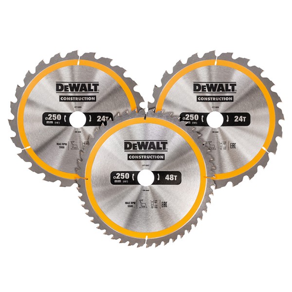 DEWALT DT1964 Construction Circular Saw Blade 3 Pack 305 x 30mm x 24T/48T/60T DEWALT DT1964 Construction Circular Saw Blade 3 Pack 305 x 30mm x 24T/48T/60T