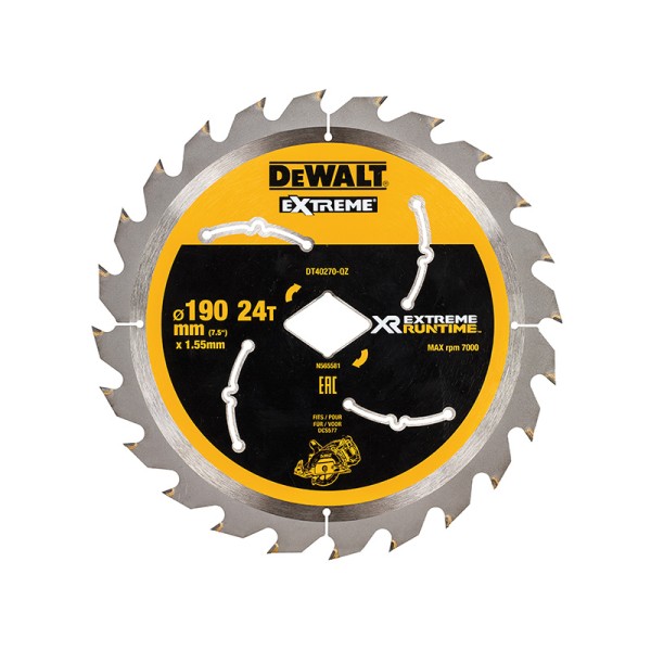 DEWALT Extreme Runtime FlexVolt Circular Saw Blade 190mm x Diamond x 24T DEWALT Extreme Runtime FlexVolt Circular Saw Blade 190mm x Diamond x 24T