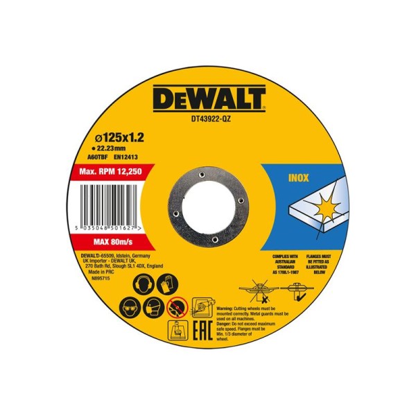 DEWALT Metal Cutting Disc 125 X 1.2 X 22.23mm DEWALT Metal Cutting Disc 125 X 1.2 X 22.23mm