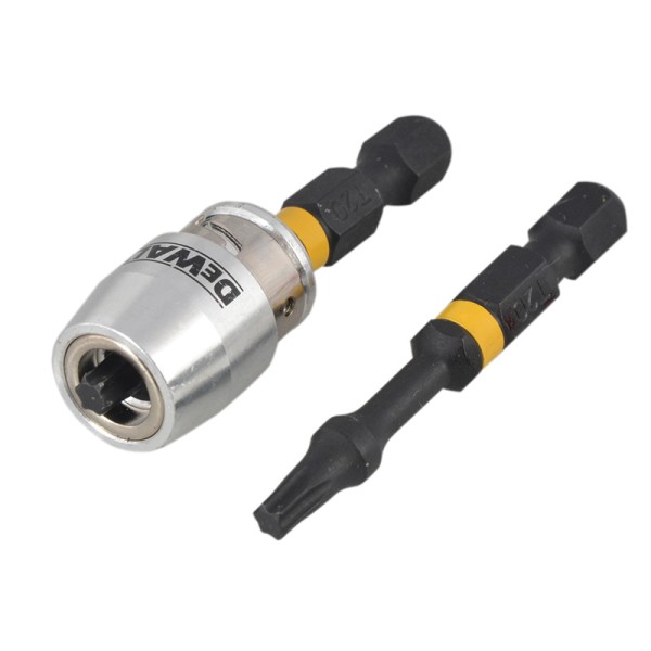 DEWALT Impact Torsion Bits TX0 x 50mm (x2) and Magnetic Screwlock Sleeve DEWALT Impact Torsion Bits TX0 x 50mm (x2) and Magnetic Screwlock Sleeve