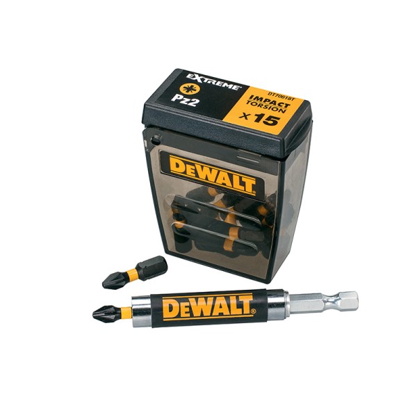 DEWALT Extreme Impact Torsion Bits PZ2 (Tic Tac Box 15) and Holder DEWALT Extreme Impact Torsion Bits PZ2 (Tic Tac Box 15) and Holder