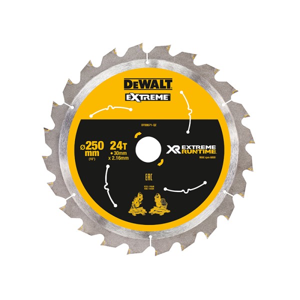 DEWALT Extreme Runtime FlexVolt Mitre Saw Blade 250 x 30mm x 24T DEWALT Extreme Runtime FlexVolt Mitre Saw Blade 250 x 30mm x 24T