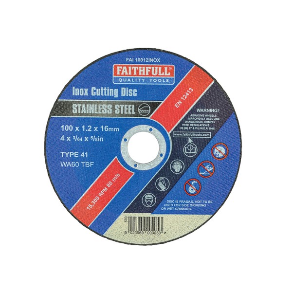 Faithfull Inox Cutting Disc 100 x 1.2 x 16mm Faithfull Inox Cutting Disc 100 x 1.2 x 16mm