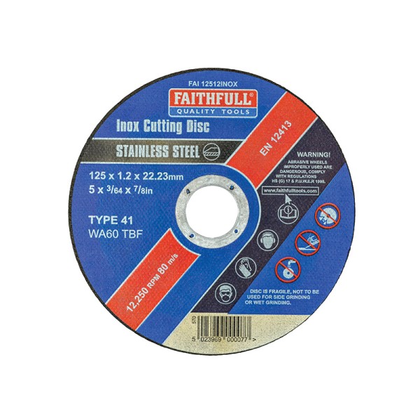 Faithfull Inox Cutting Disc 125 x 1.2 x 22.23mm Faithfull Inox Cutting Disc 125 x 1.2 x 22.23mm