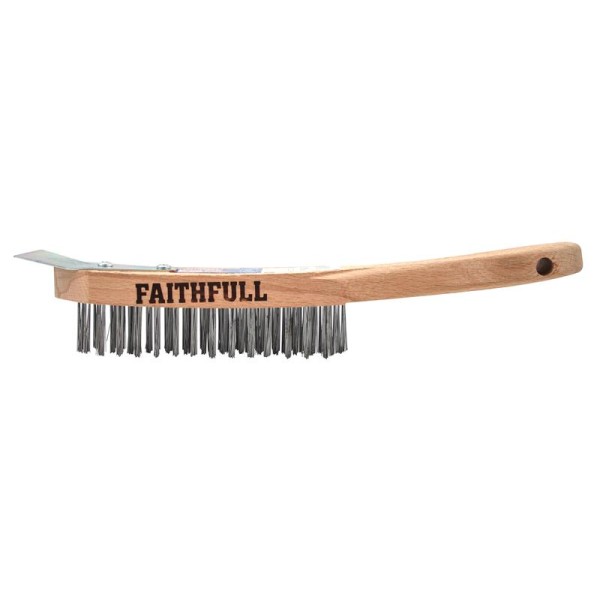 Faithfull Heavy-Duty Scratch Brush with Scraper - 4 Row Faithfull Heavy-Duty Scratch Brush with Scraper - 4 Row