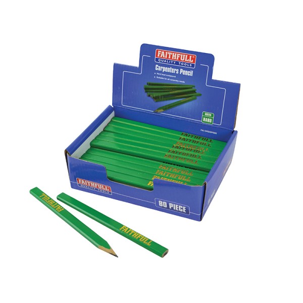 Faithfull Carpenter's Pencils - Green / Hard (Display 80) Faithfull Carpenter's Pencils - Green / Hard (Display 80)