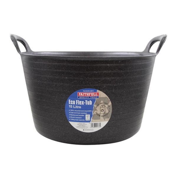 Faithfull Eco Flex Tub 15 litre - Recycled Black Faithfull Eco Flex Tub 15 litre - Recycled Black