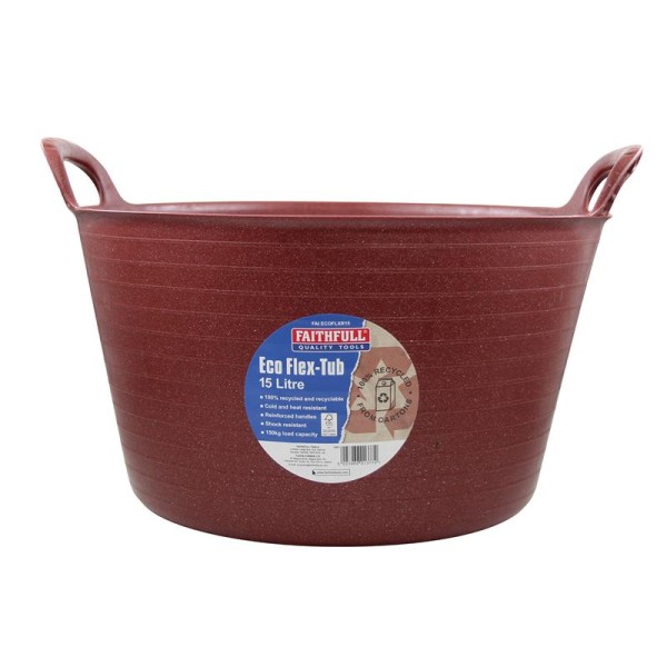 Faithfull Eco Flex Tub 15 litre - Recycled Red Faithfull Eco Flex Tub 15 litre - Recycled Red