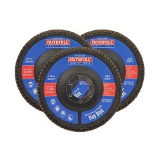 Faithfull Aluminium Oxide Flap Disc 115 x 22mm 40 Grit (3 Pack)