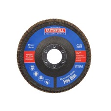 Faithfull Aluminium Oxide Flap Disc 115 x 22mm 120 Grit