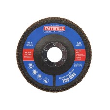 Faithfull Aluminium Oxide Flap Disc 115 x 22mm 80 Grit
