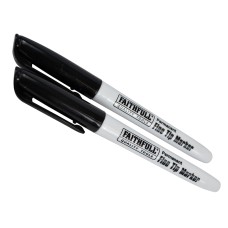 Faithfull Fibre Tip Marker Pen Black (Pack 2)