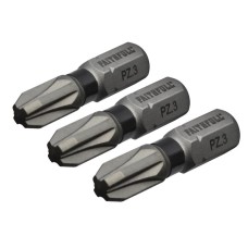 Faithfull Pozi Impact Screwdriver Bits PZ3 x 25mm (Pack 3)