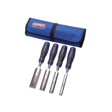 Faithfull Soft Grip Chisel Set + Chisel Roll, 4 Piece