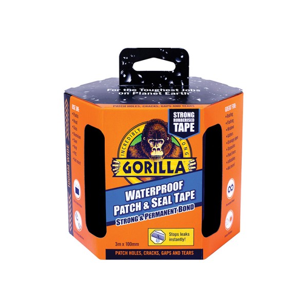Gorilla Glue Gorilla Waterproof Patch & Seal Tape 100mm x 3m Black Gorilla Glue Gorilla Waterproof Patch & Seal Tape 100mm x 3m Black