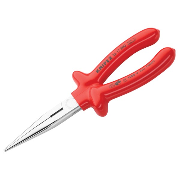 Knipex VDE Snipe Nose Side Cutting Pliers Dipped Handles 200mm Knipex VDE Snipe Nose Side Cutting Pliers Dipped Handles 200mm
