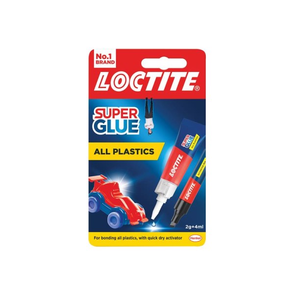 Loctite All Plastics Super Glue, Tube 4ml + Pen 2g Loctite All Plastics Super Glue, Tube 4ml + Pen 2g