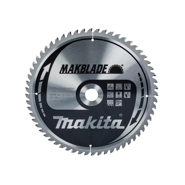Makita B-32817 MAKBLADE Mitre Saw Blade 305 x 30mm x 60T Makita B-32817 MAKBLADE Mitre Saw Blade 305 x 30mm x 60T