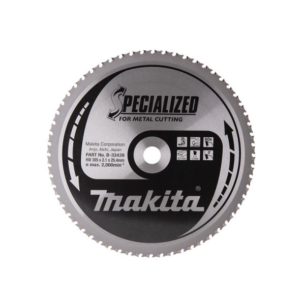 Makita B-33439 Specialized Metal Blade for Cordless Saws 305 x 25.4mm x 60T Makita B-33439 Specialized Metal Blade for Cordless Saws 305 x 25.4mm x 60T