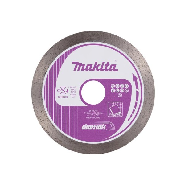 Makita D-80210 Continuous Rim Diamond Wheel 115mm Makita D-80210 Continuous Rim Diamond Wheel 115mm