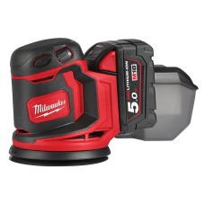 Milwaukee Power Tools M18 BOS125-502B Random Orbital Sander 18V 2 x 18 5.0Ah Li-ion