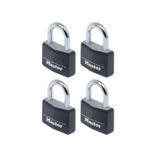Master Lock Aluminium Black Vinyl Cover 40mm Padlock 4-Pin - Keyed Alike x 4