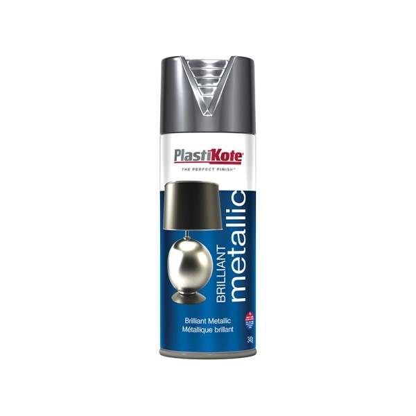 PlastiKote Brilliant Metallic Spray Silver 400ml PlastiKote Brilliant Metallic Spray Silver 400ml