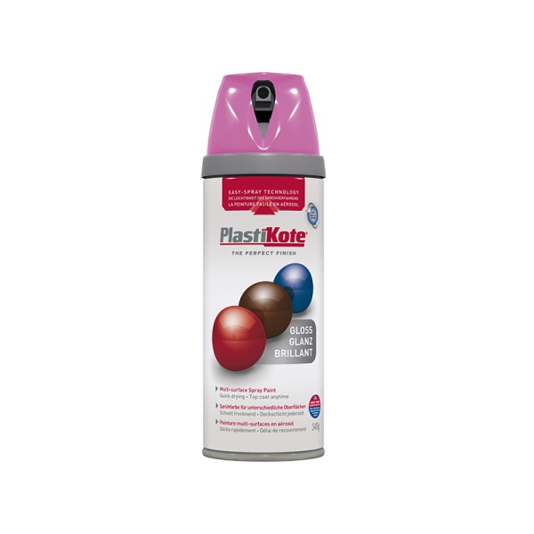 PlastiKote Twist & Spray Gloss Pink Burst 400ml PlastiKote Twist & Spray Gloss Pink Burst 400ml