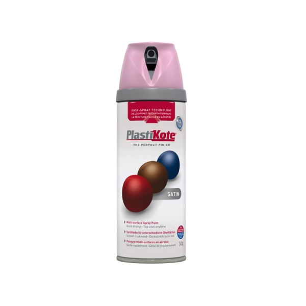 PlastiKote Twist & Spray Satin Cameo Pink 400ml PlastiKote Twist & Spray Satin Cameo Pink 400ml
