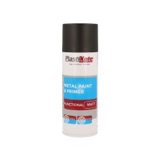 PlastiKote Trade Metal Spray Paint & Primer Matt Black 400ml